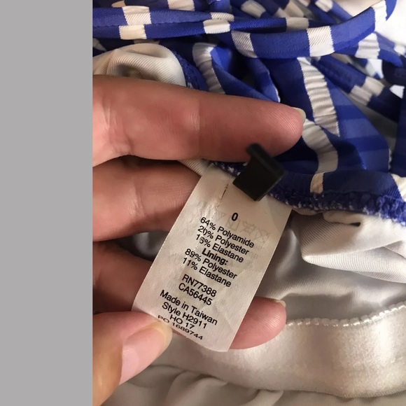 J.CREW Lace-Up Back Swimsuit Cobalt Blue White Striped VNeck Nautical Classic - Picture 10 of 12